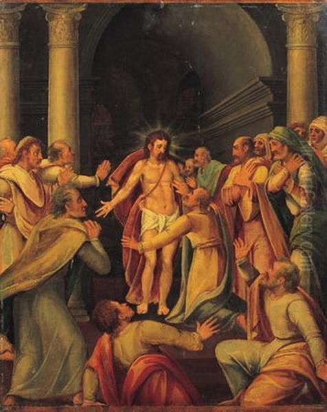 Cristo Risorto Appare Agli Apostoli Oil Painting by Frans I Francken