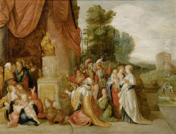 The Idolatry Of Solomon Oil Painting by Frans II Francken