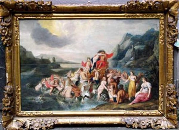 Neptuns Wedding Feast Oil Painting by Frans III Francken