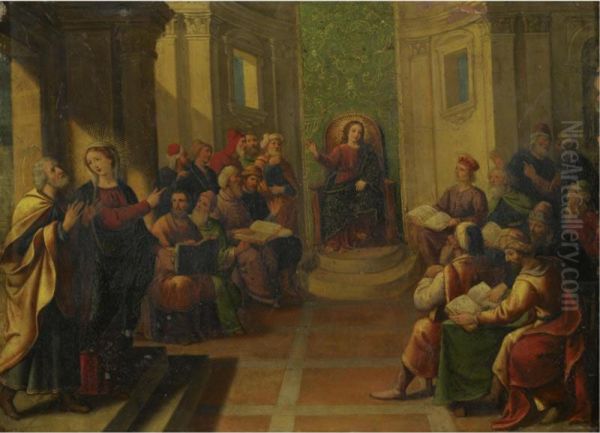 Christ And The Doctors In The Temple Oil Painting by Frans III Francken