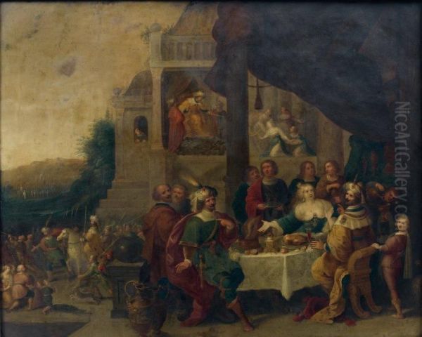 Le Banquet D'esther Oil Painting by Hieronymous III Francken