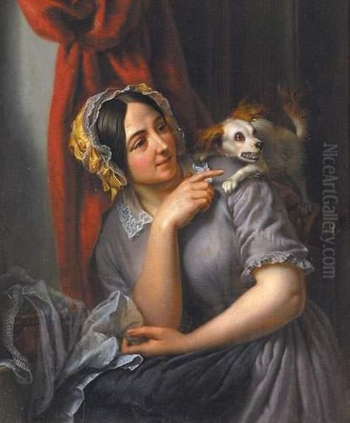 Le Defenseur Intrepide (1850) Oil Painting by Ange Francois