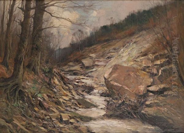 Boszicht In De Winter Oil Painting by Joseph Charles Francois