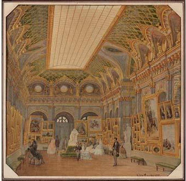 Projet De Salle D'exposition Pour Un Hotel De Ville Oil Painting by Jules Charles Francois