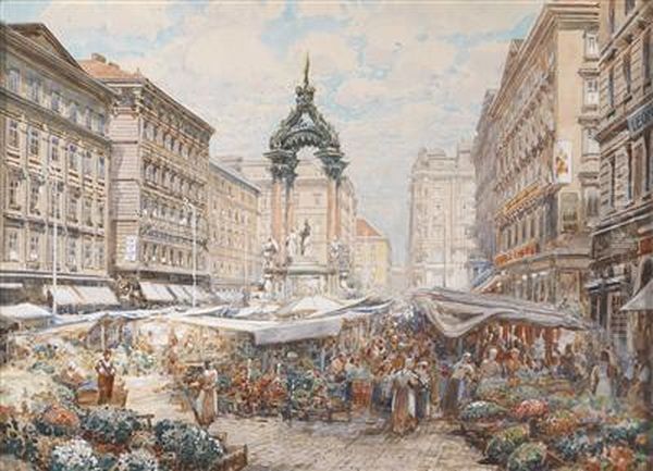 Der Hohe Markt In Wien Oil Painting by Friedrich Frank