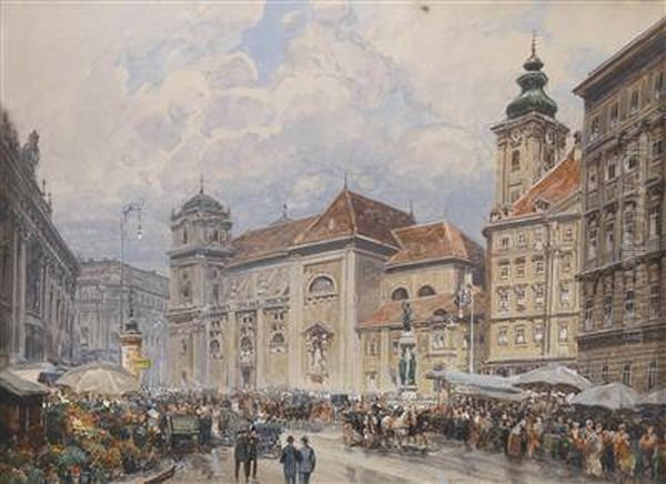 Die Freyung In Wien Oil Painting by Friedrich Frank