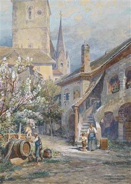 Motiv Aus Weissenkirchen In Der Wachau Oil Painting by Friedrich Frank