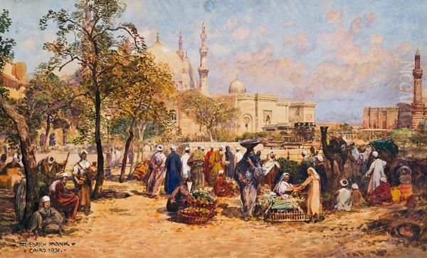 Markt In Kairo Oil Painting by Friedrich Frank