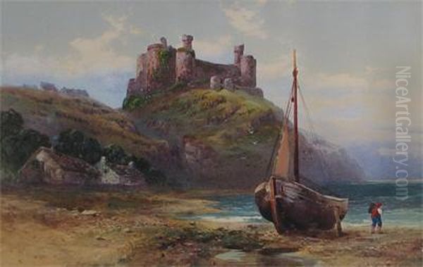 Harlech Castle, North Wales Oil Painting by Walter Arnee Frank