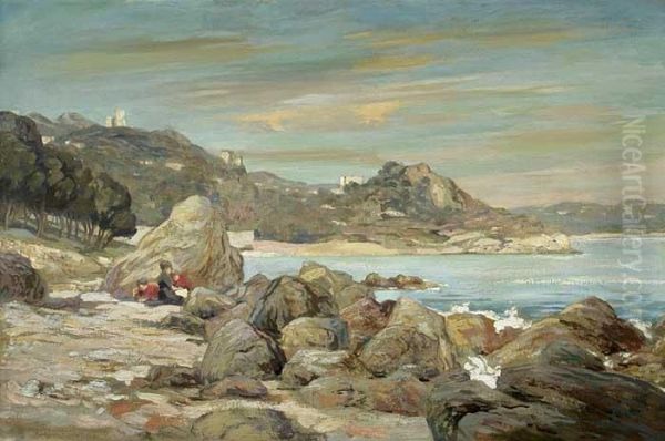 Cap St.martin Von Monte Carlo Aus Oil Painting by Clemens Frankel