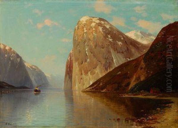 Norwegische Fjordlandschaft Oil Painting by Franz Franken