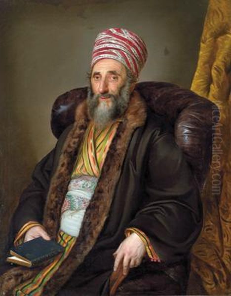 Ritratto Di Uomo In Costumepersiano Oil Painting by Johann Frankenberger