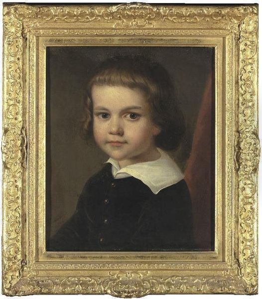 Portrait Of A Boy Oil Painting by Johann Frankenberger