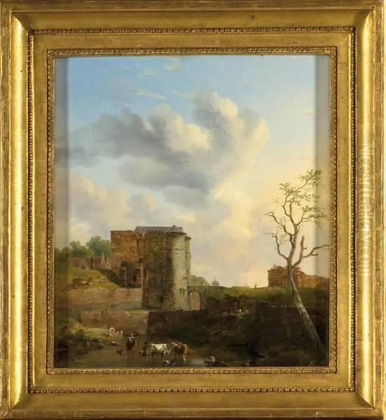 Heuvel Poort Te Gend Oil Painting by Pieter Frans Ii De Noter