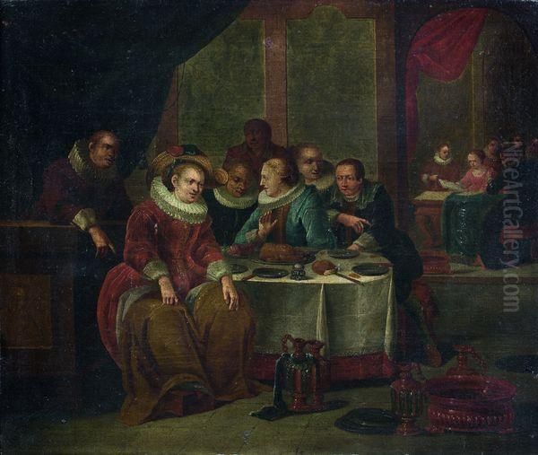 Scene De Banquet Oil Painting by Franz Xavier Hendrick Verbeeck