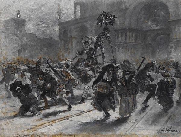 Karneval In Venedig Oil Painting by Carl Joseph Franz