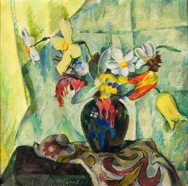 Fruhlingsblumenstraus Oil Painting by Heinrich Franz