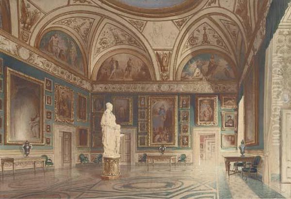 The Sala Dell'iliade In The Galleria Palatina At The Palazzo Pitti,florence Oil Painting by Heinrich Franz