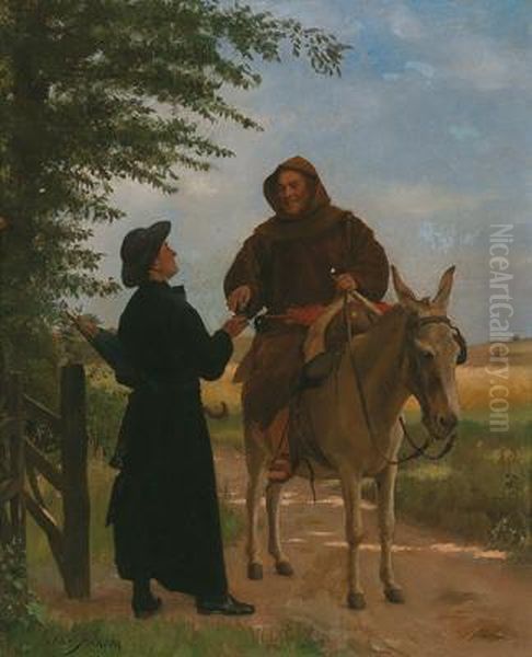 Encounter On The Country Road Oil Painting by Jose Frappa