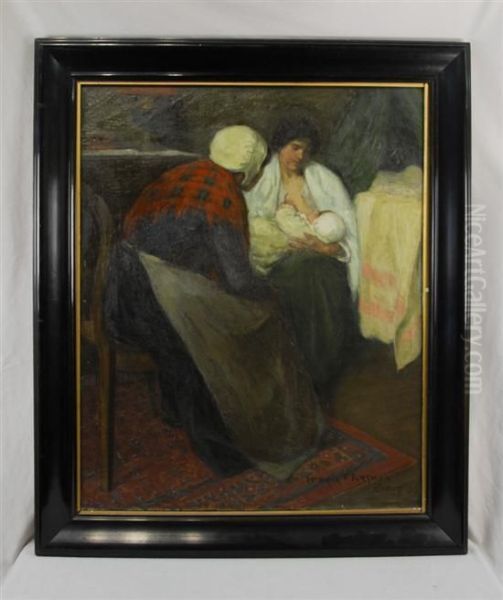 Mother Feeding Her Child Oil Painting by Frederick Frary Fursman