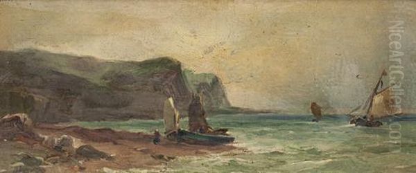 Boats Off The Shore Oil Painting by Alexander Coutts Fraser