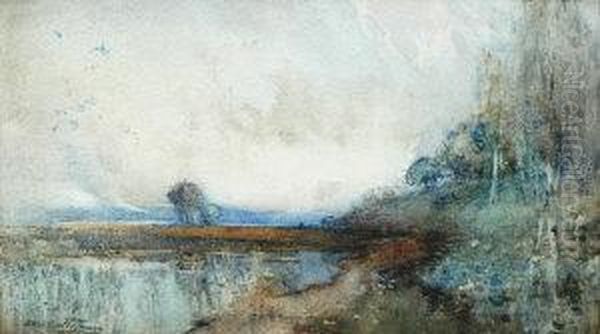 Lakeland Scene With Silver Birch Oil Painting by Alexander Coutts Fraser