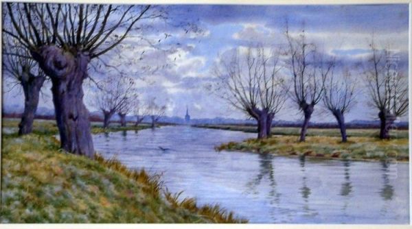 On The Ouse, Bedford Oil Painting by Arthur Anderson Fraser