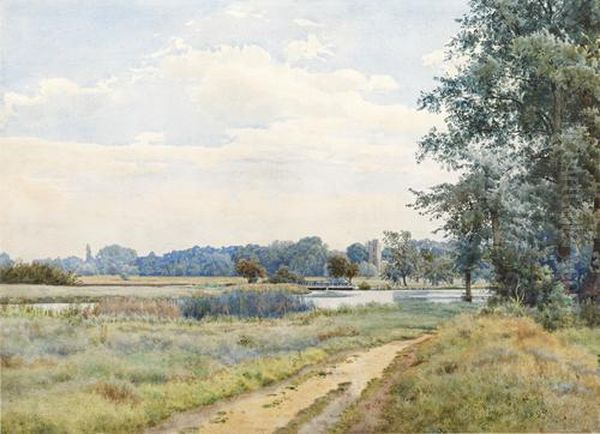 The River Ouse At Hemingford Grey, Cambridgeshire Oil Painting by William Fraser Garden