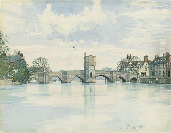 St. Ives Bridge, Huntingdonshire Oil Painting by William Fraser Garden