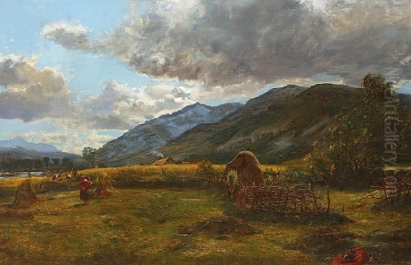 Haymaking Oil Painting by Alexander Jnr. Fraser