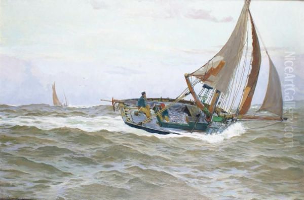 Coup De Vent Sur Le Bateau De Peche Oil Painting by John Fraser