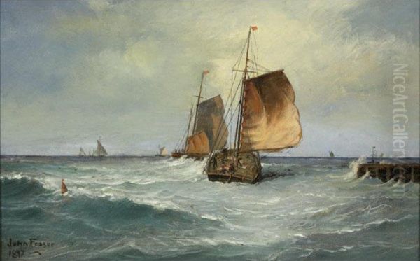 Maritime Scene Oil Painting by John Arthur Fraser