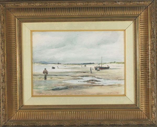 On The Sands Carnoustie; Woodland Scene Oil Painting by John Simpson Fraser