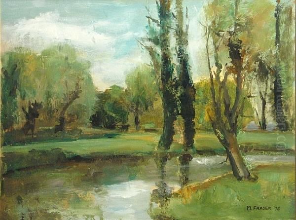 A River Landscape, 1978 Oil Painting by Malcolm Fraser