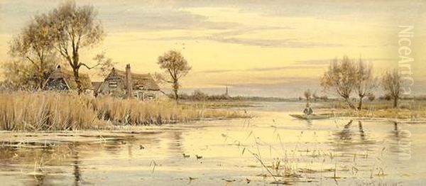 The River, Near Hemingford Oil Painting by Robert Winter Fraser