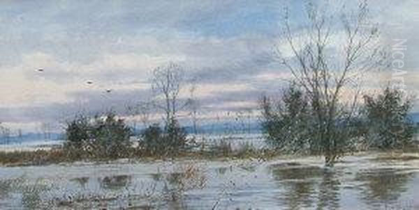 River Scene Oil Painting by Robert Winter Fraser