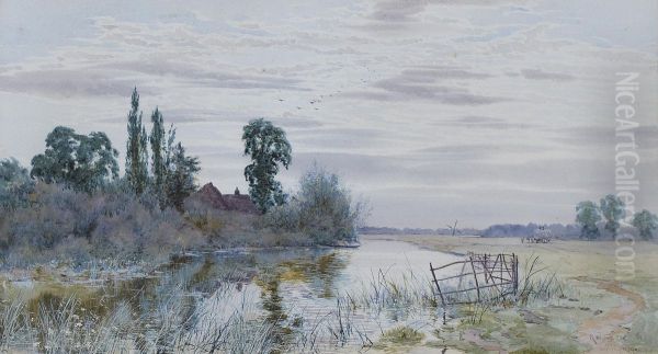 By The River, Cardington Oil Painting by Robert Winter Fraser