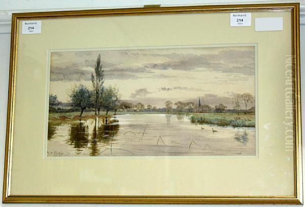 A Bend In The River At Felmersham Oil Painting by Robert Winter Fraser