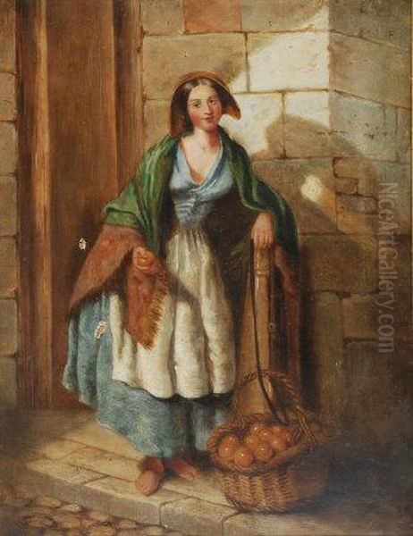 Portrait Of A Fruit Seller Oil Painting by William Fraser