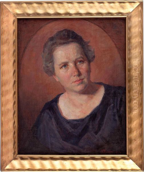 Damenportrait Oil Painting by August Frech