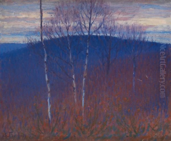 Sous Bois En Hiver, La Colline Bleue Oil Painting by Charles Frechon