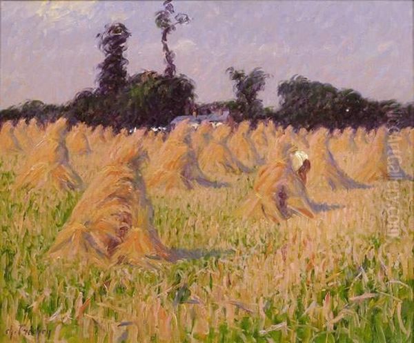 Moisson, 1906-1907 Oil Painting by Charles Frechon