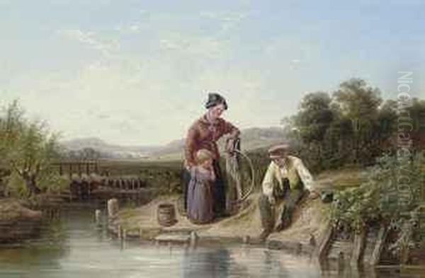 Fishing For Minnows Oil Painting by John F Tennant