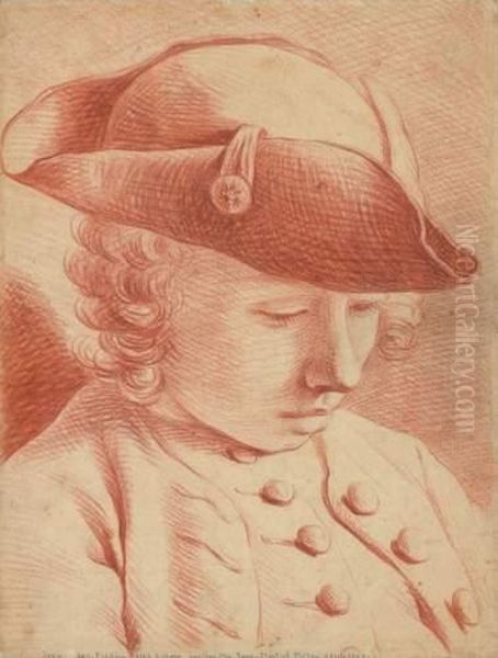 Portrait D'un Jeune Garcon Portant Un Chapeau Oil Painting by Jean Martial Fredou