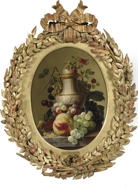 Nature Morte De Fruits Avec Une Souris Oil Painting by Johannes Hendrick Fredriks