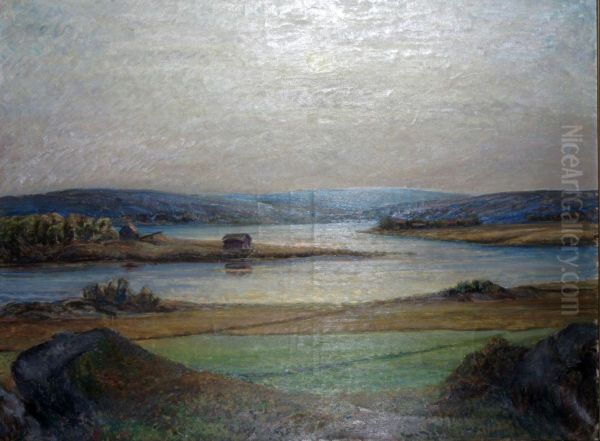 Sommarlandskap I Soldis, Dalarna Oil Painting by Per Fredriks