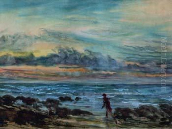 Coastal View With Figure Oil Painting by William Edward Freeman