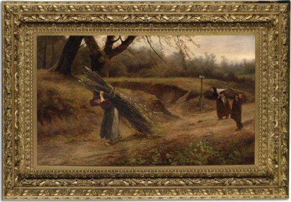 The Wood Gatherers Oil Painting by William Frefichs