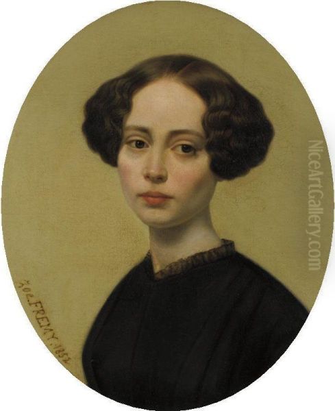 19th Century Portrait Of A Lady Oil Painting by Zoe Fremy