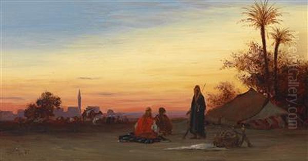 Eveningcamp Oil Painting by Ch. Theodore, Bey Frere